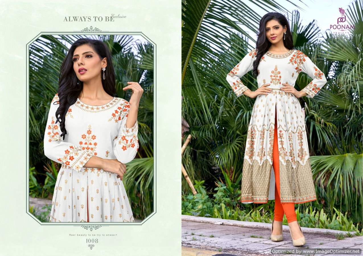 Poonam Yashika Latest Ethnic Wear Rayon Foil Printed Kurti Collection
